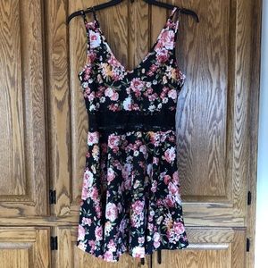 Black floral dress with Lace waist